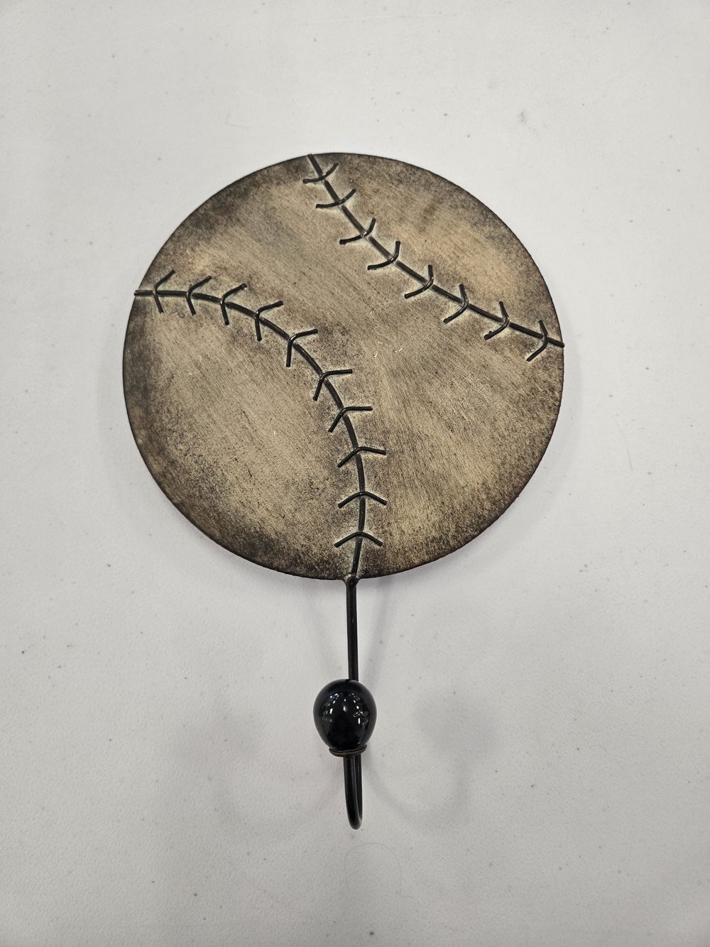 Hobby Lobby Bronze-Tone Baseball Wall Hook with Black Hook